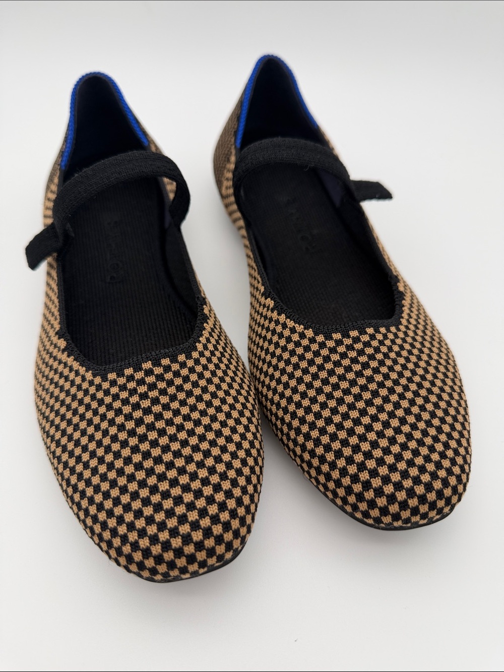 Rothy’s The Square Mary Jane Shoes In Wren Micro Check 7.5 Ballet Flats Preppy
